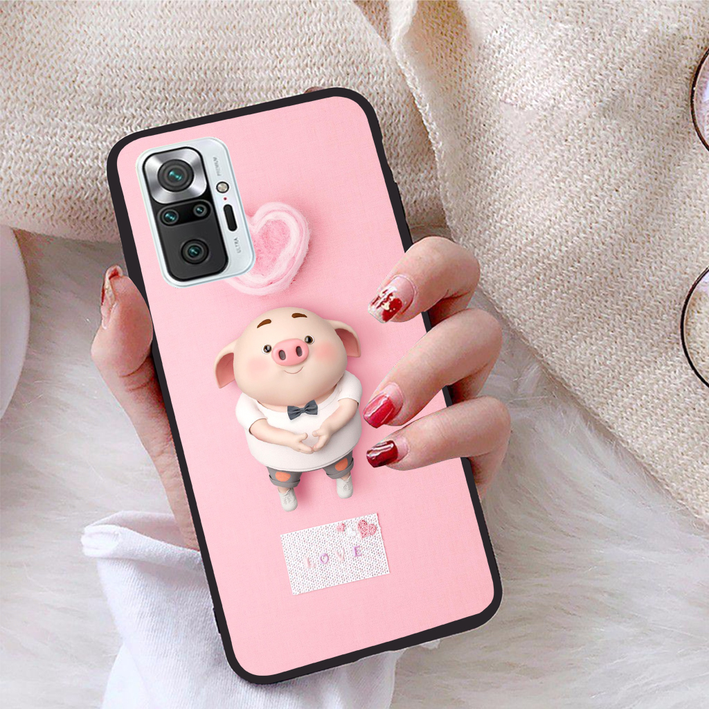 Ốp lưng Xiaomi Redmi Note 10 Pro Max viền dẻo TPU BST Pig Cute