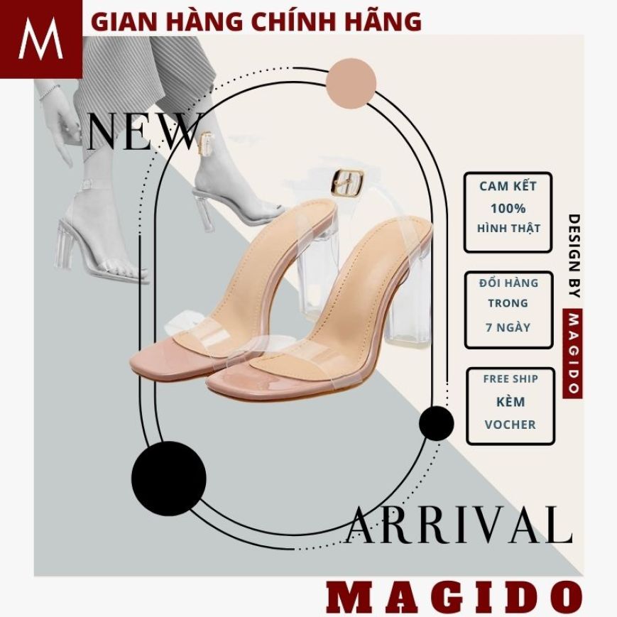 (VIDEO ẢNH THẬT) dép sandal nữ cao gót 7p 💚GIÀY cao ghot quai trong nữ -sandal nữ đi học -sandal công sở - dép cao ghot nữ -THỜI TRANG HÀN QUỐC -chất liệu mềm mại, size 35-39 -thời trang chính hãng MAGIDO giá rẻ