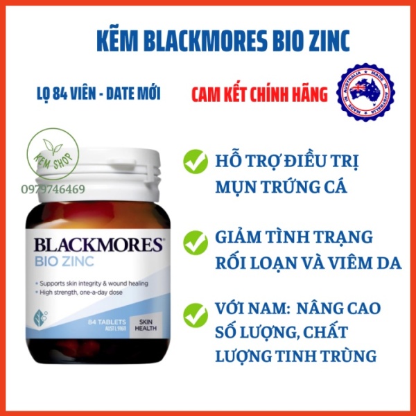 [Cam kết Chính hãng] Blackmores Bio Zinc - Viên uống bổ sung kẽm tự nhiên 84 viên Úc