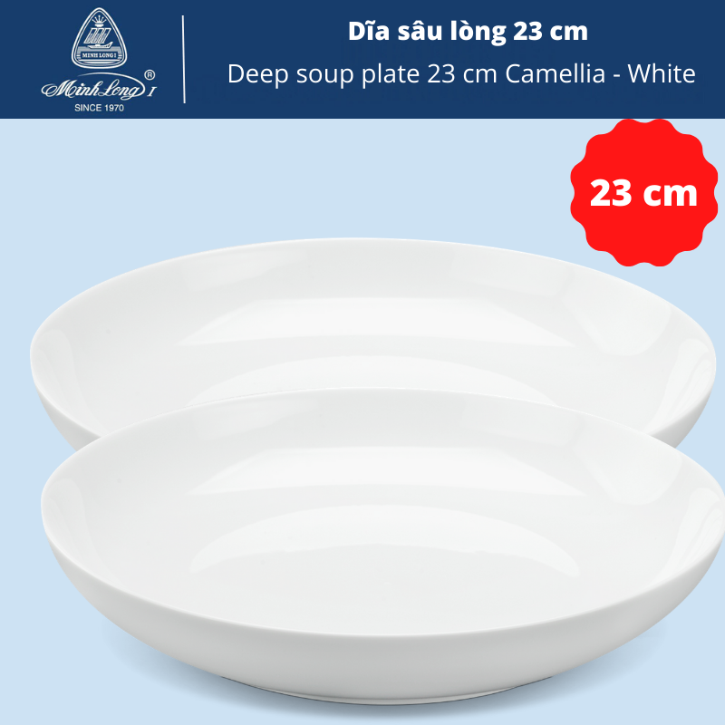 [HCM]Bộ 2 Dĩa sâu lòng 23 cm - Camellia - Trắng