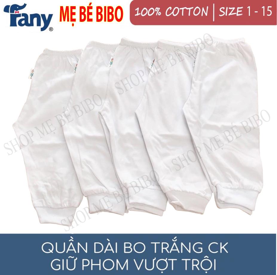 Chất đẹp Quần Dài Trắng Bo Cotton Hiệu Fany Cho Bé 0-10 tuổi Size (1-15)