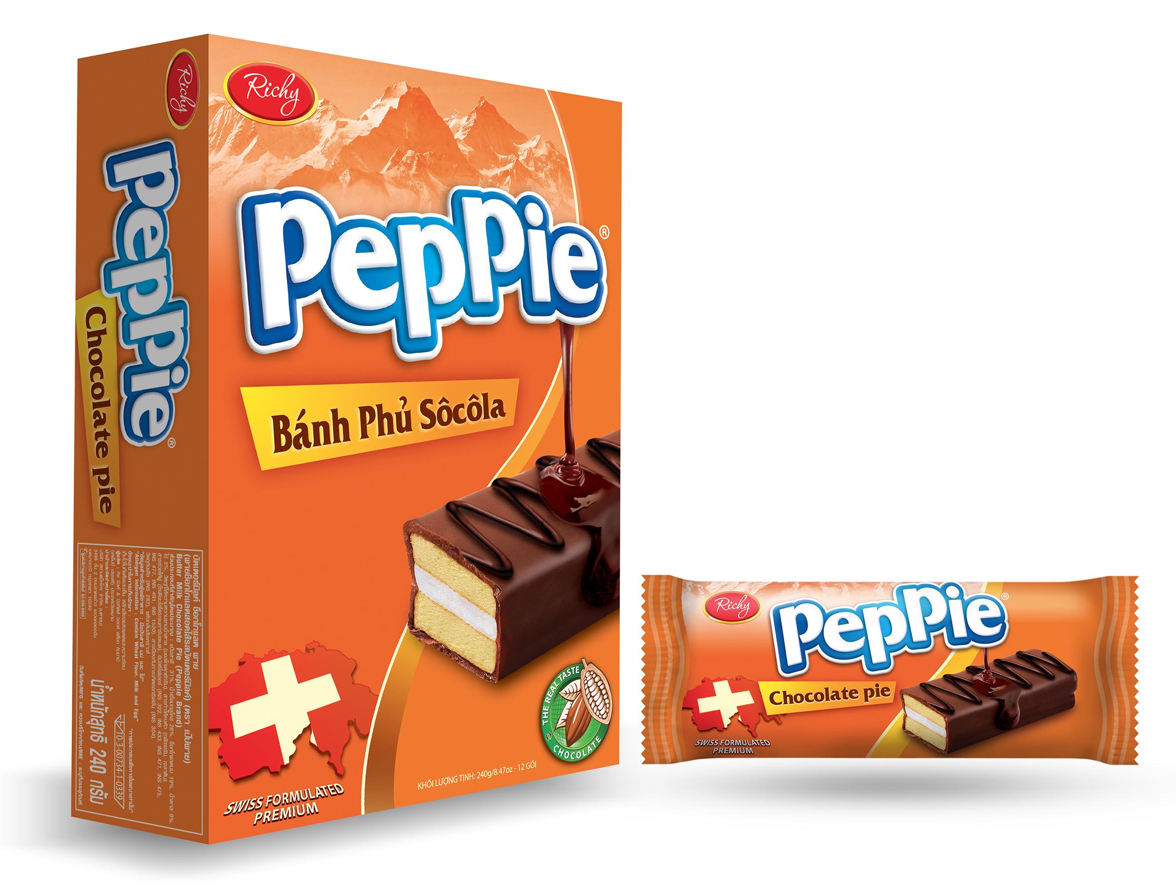 Bánh phủ socola Peppie Richy 12 bơ sữa (cam)