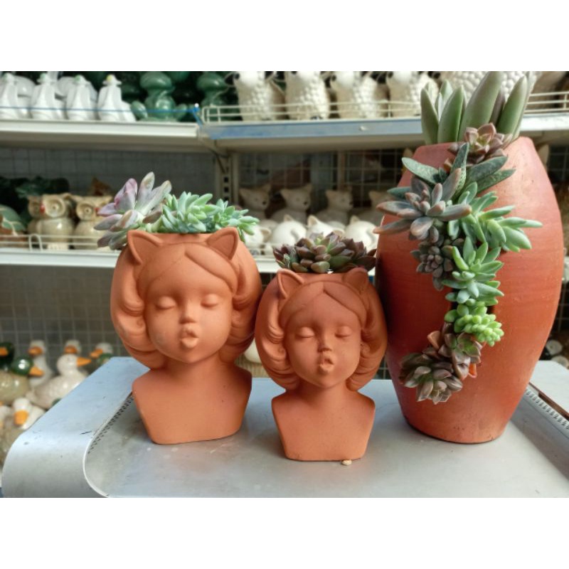 Chậu đất nung hình bé tai mèo