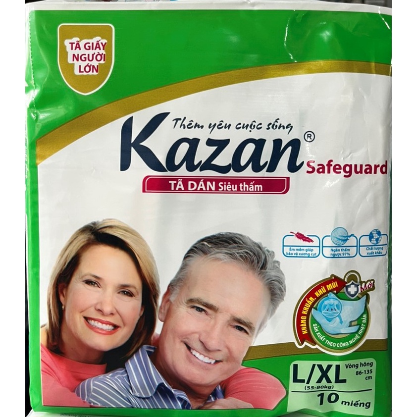 Tã Dán Người Lớn KAZAN Size M/L, Size L/XL 10 Miếng