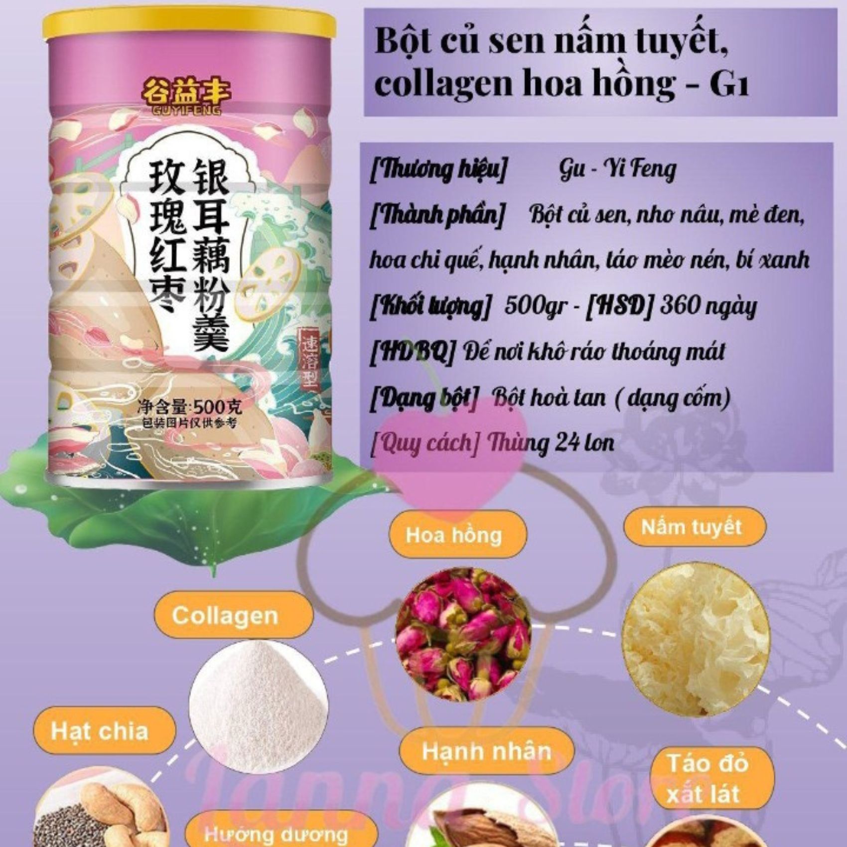 1 HỘP 500gr  Bột củ sen dưỡng nhan