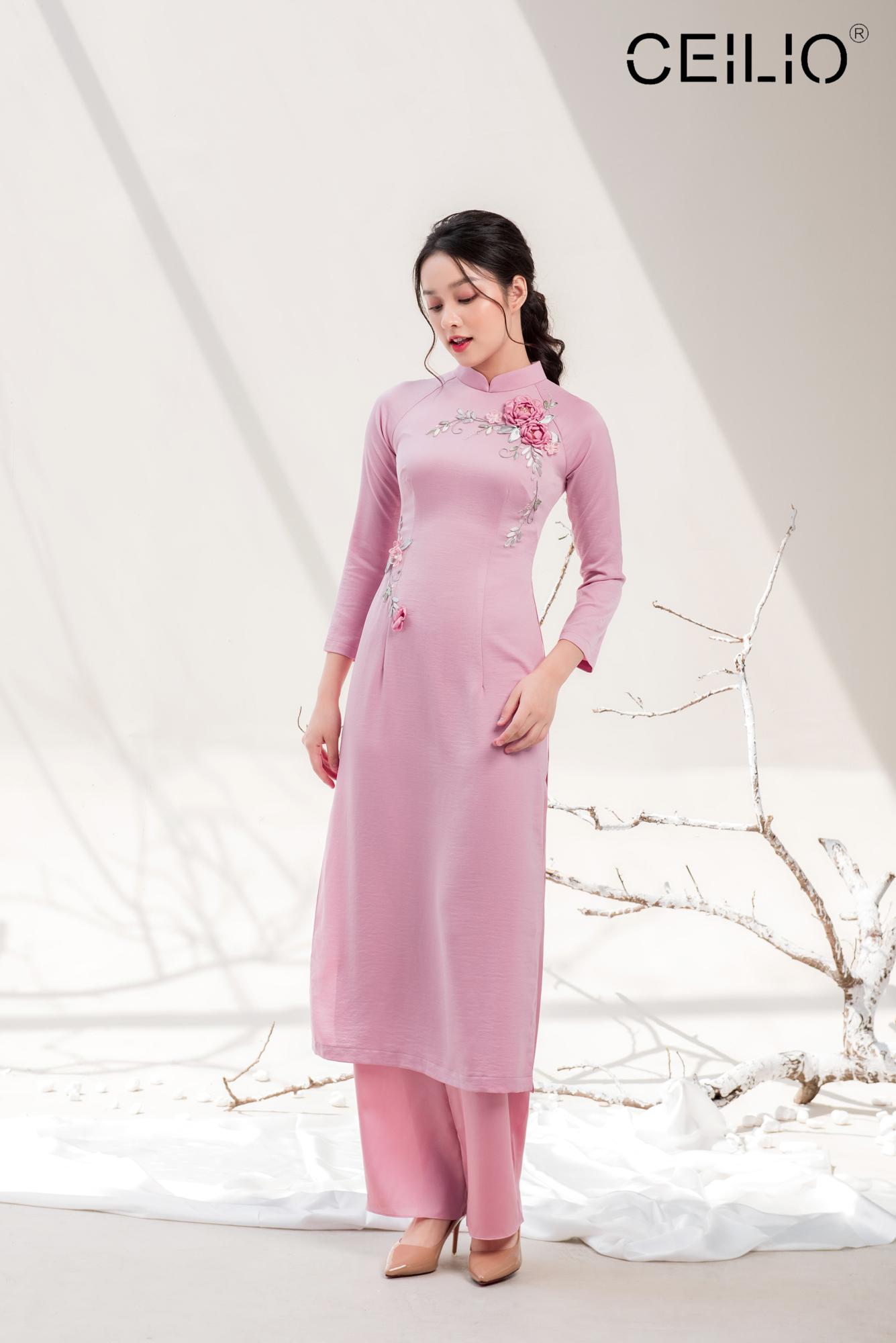 CEILIO_ÁO DÀI HOA HỒNG LEO [BTS-Chớm Thu]