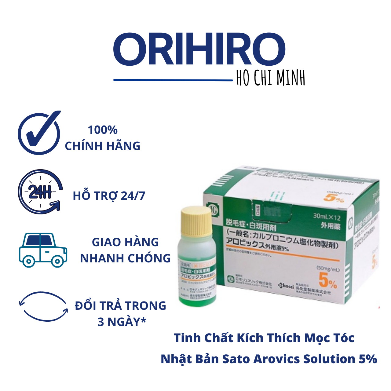 Tinh Chất Kích Thích Mọc Tóc Thảo Dược Nhật Bản Sato Arovics Solution 5%