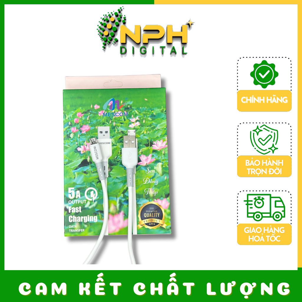 Dây cáp sạc Mescom MS9M tương thích nhiều loại máy