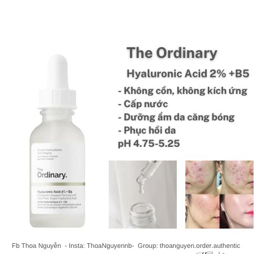 (HCM)The Ordinary Hyaluronic Acid 2% + B5 phục hồi da, cấp ẩm - Serum B5 làm dịu da The Ordinary