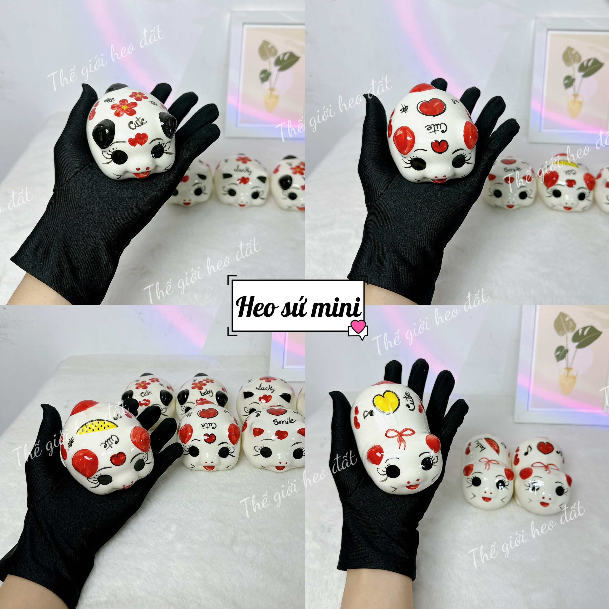 Heo đất mini men sứ, con lợn đất tiết kiệm size nhỏ cute