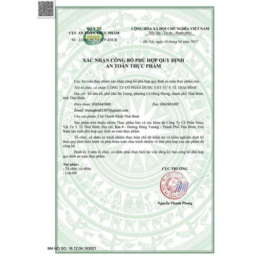 Trà Thanh Nhiệt Thái Bình 100 gói