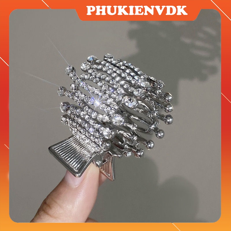 Kẹp tóc cuộn tròn đính đá lấp lánh sang chảnh KT10