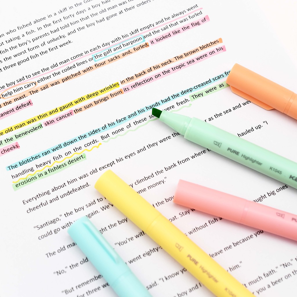 Bộ 05 bút Highlight Plastic KACO H Pastel