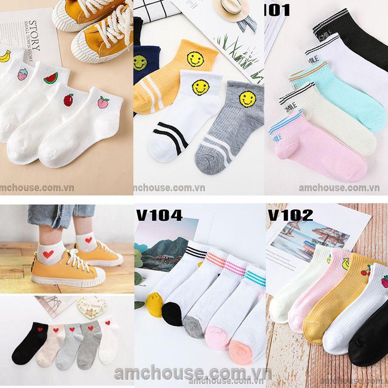 Combo 3 đôi vớ cổ trung họa tiết (nhiều mẫu)