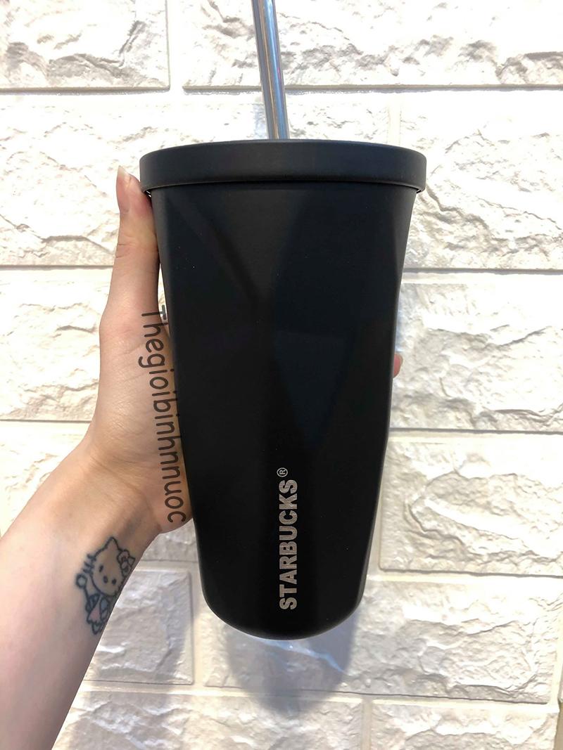 [HCM]Ly Cold Cup Starbucks Tumbler Đen B227