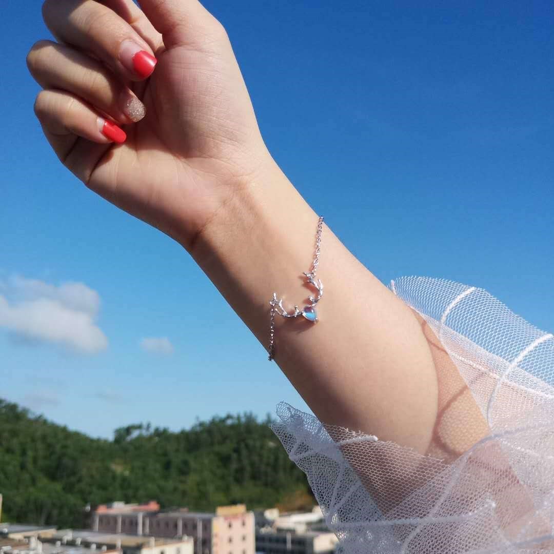 Lắc tay bạc lắc tay nữ lắc tay hươu nhỏ dễ thương