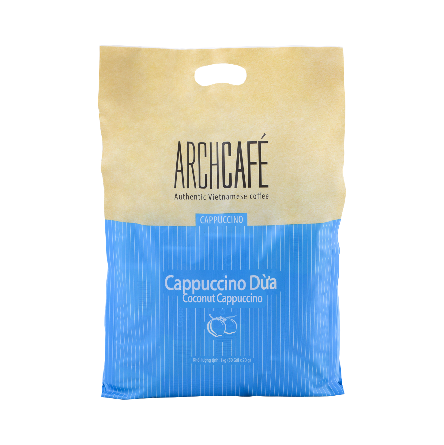 Combo 2 Túi Cà phê Cappuccino Dừa - Cafe hoà tan Archcafé (túi 50 gói x 20g)