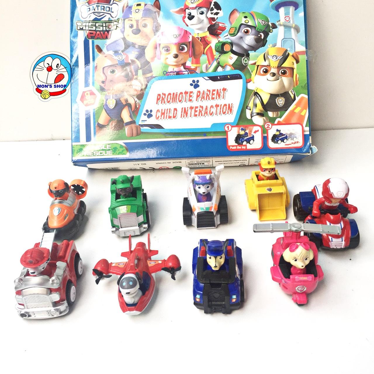Đồ chơi hộp 9 nhân vật chú chó cứu hộ Pawpatrol chạy đà