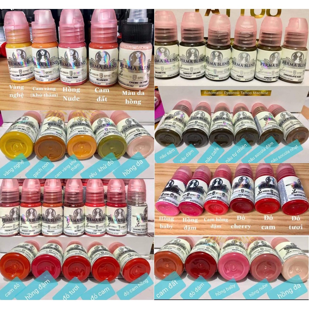 [HCM]Mực phun xăm Perma Blend Môi Mày Mí 15ml của Mỹ