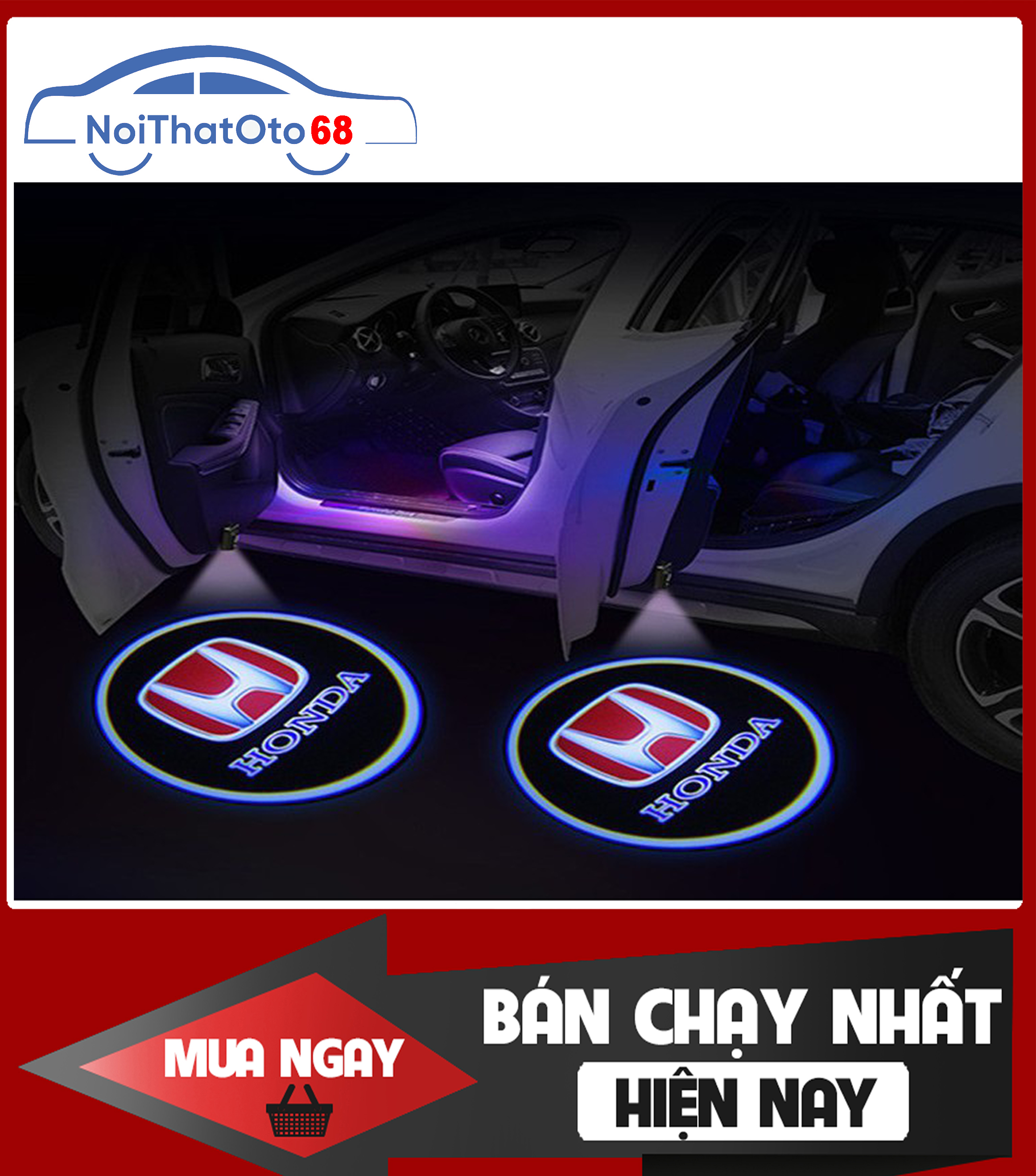 Đèn cảnh báo mở cửa chiếu Logo,  thương hiệu HONDA