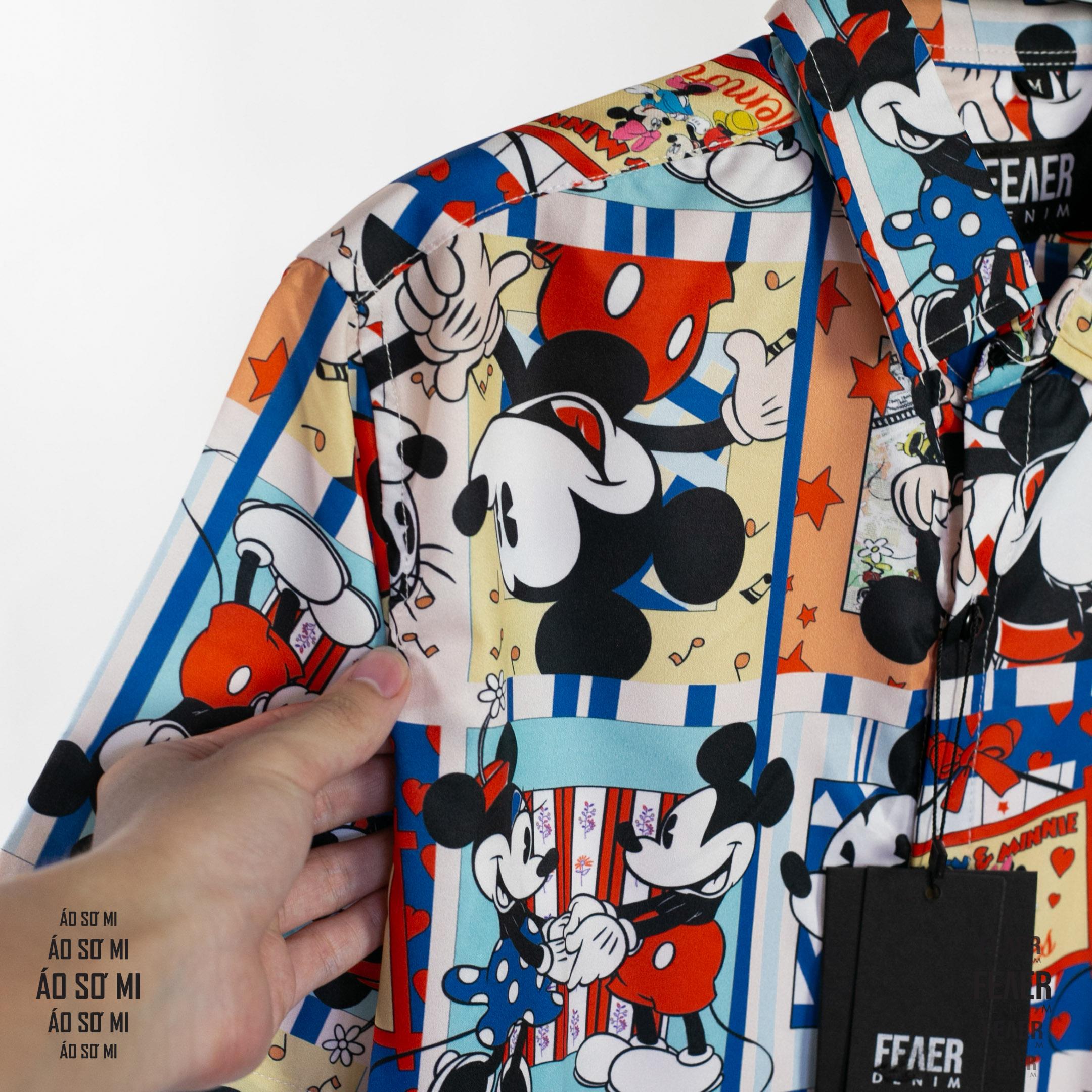Áo Sơ Mi nam tay ngắn Chuột Mickey - Chất lụa
