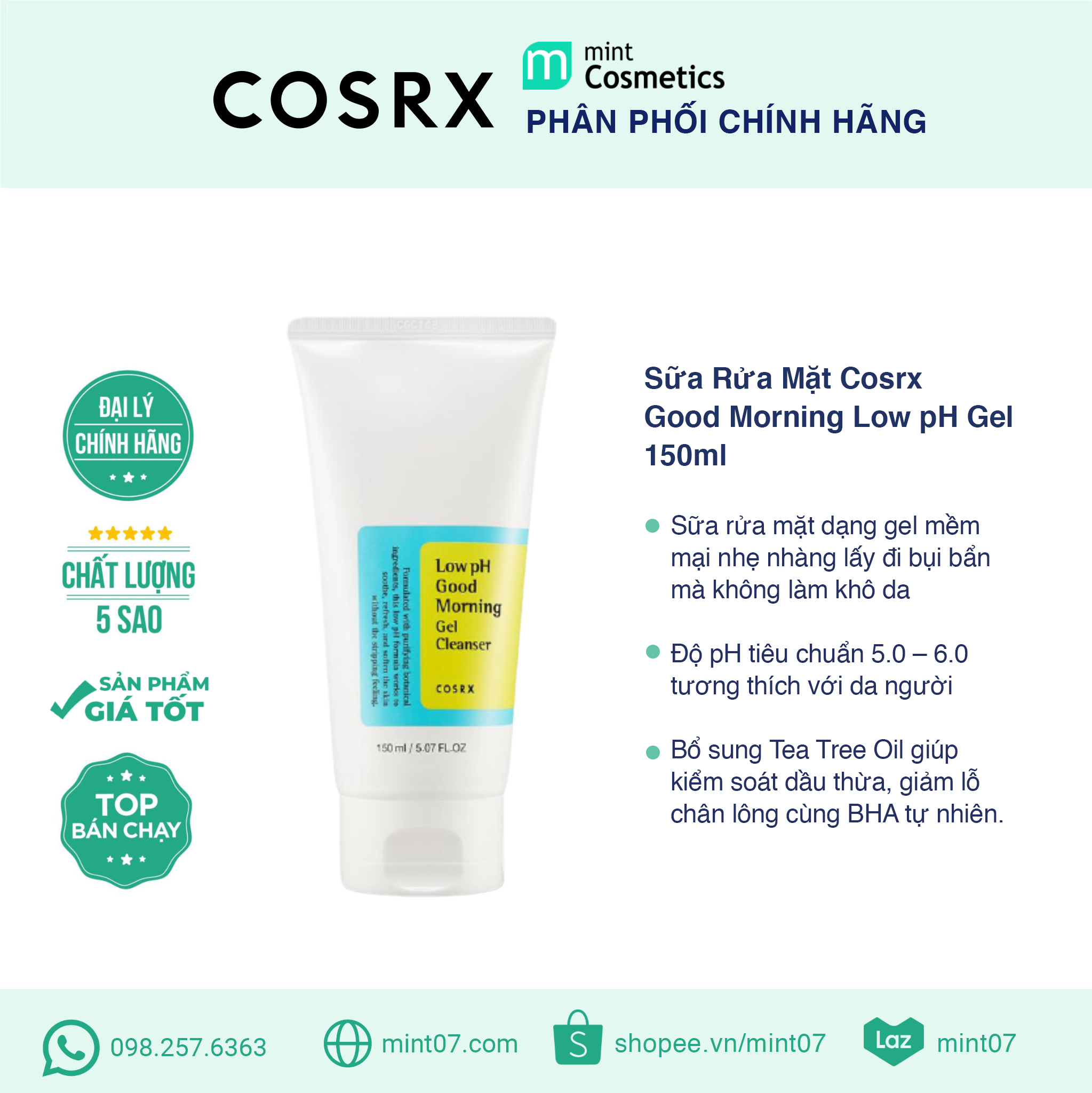 Sữa Rửa Mặt Cosrx Good Morning Low pH Gel 150ml