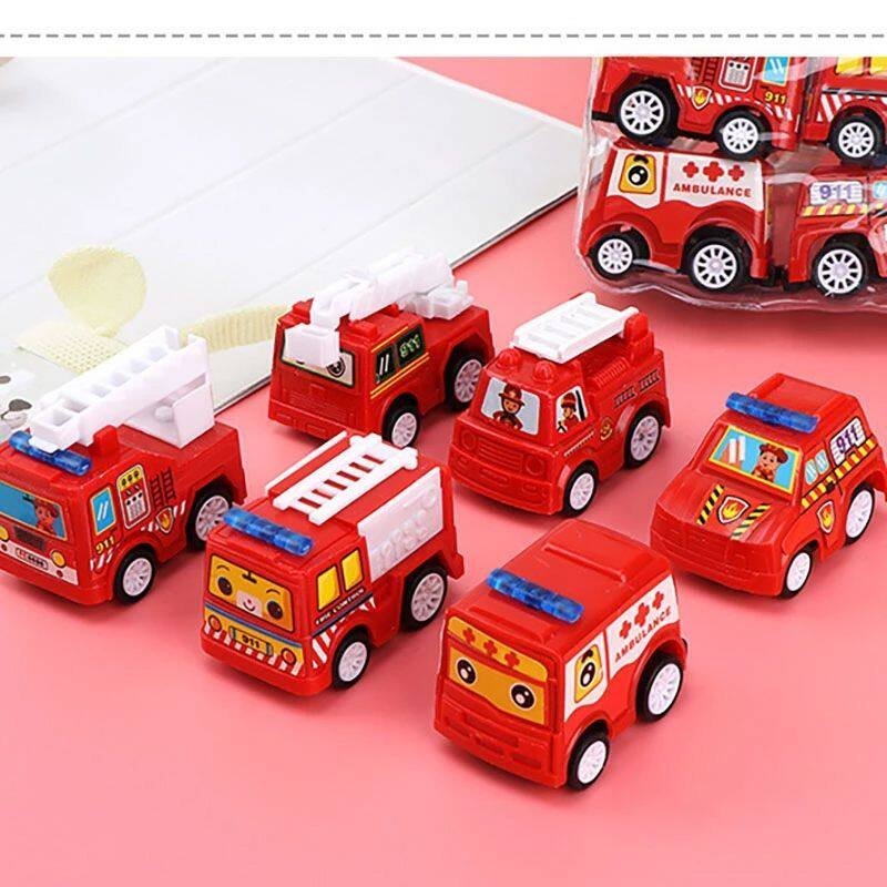 Set 6 Mô hình xe đồ chơi xe cứu hỏa cho bé chất liệu nhựa an toàn, đẹp, sắc sảo
