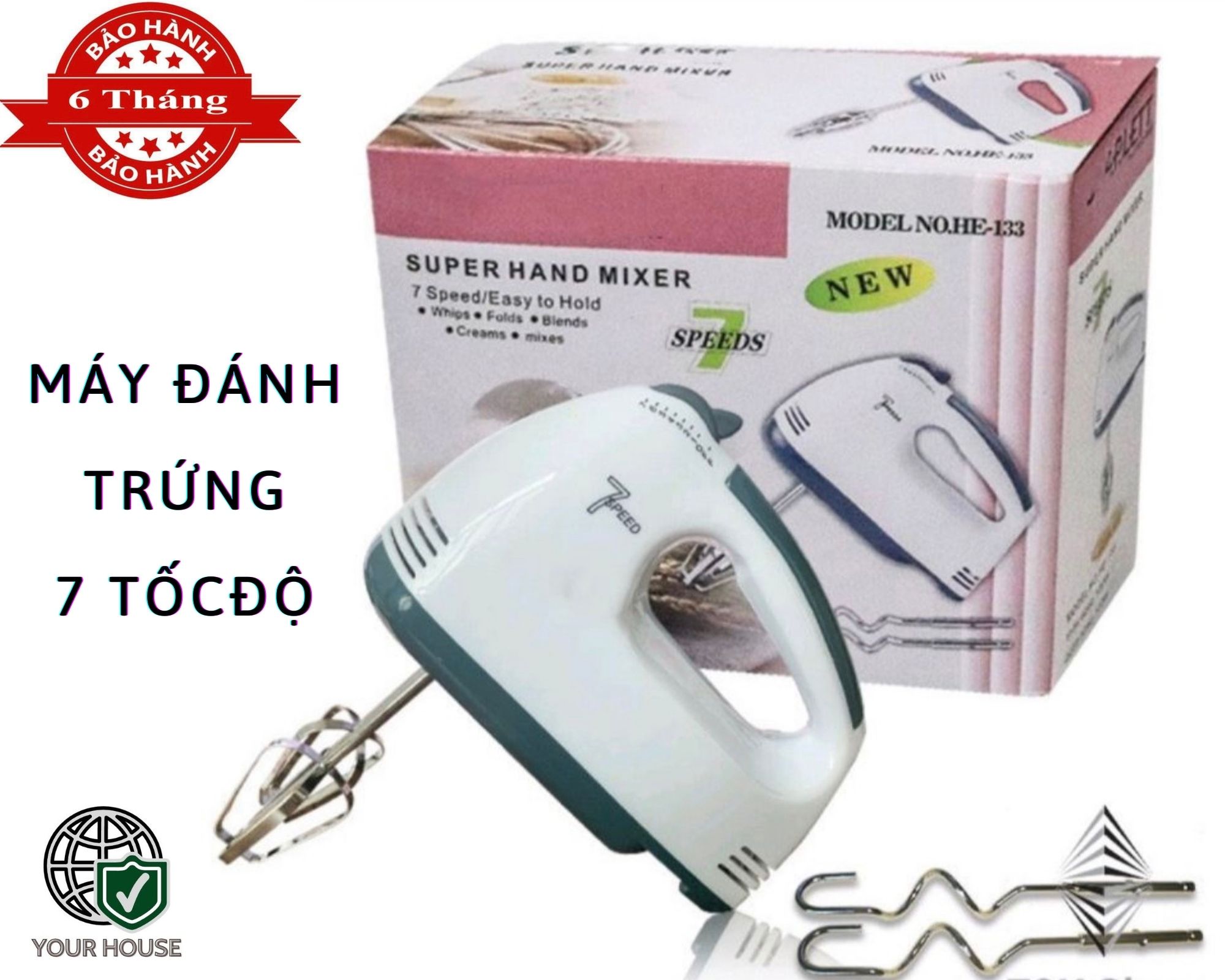 Máy đánh trứng đa năng 7 tốc độ 260w-BẢO HÀNH 12 THÁNG