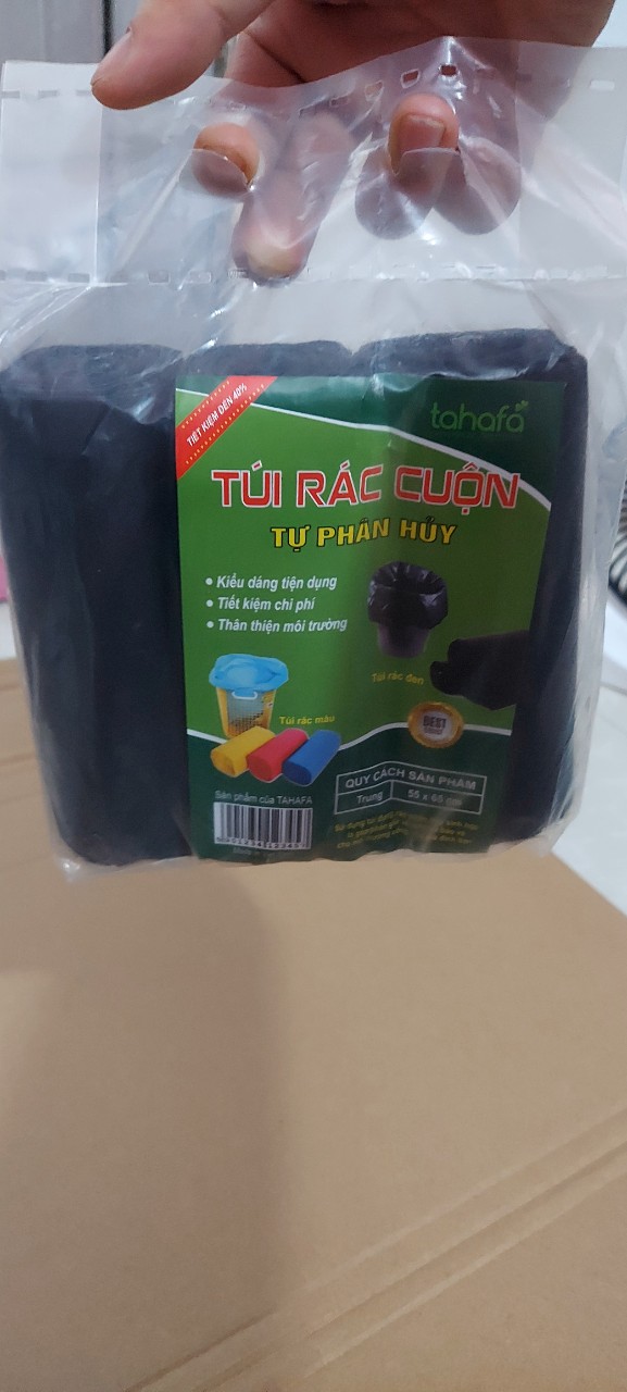 Set 3 cuộn túi rác tự phân huỷ size trung 55x65cm