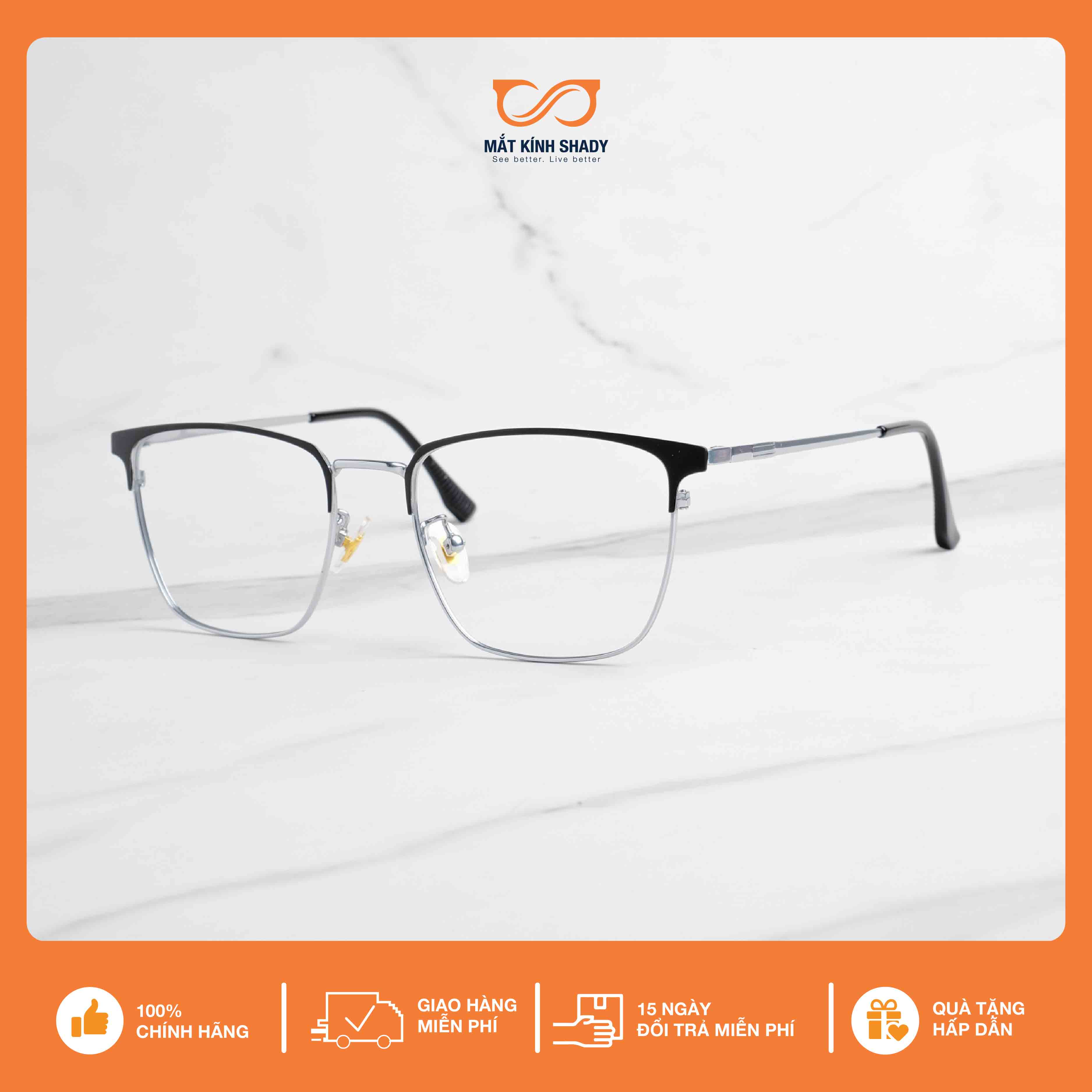 Gọng Kính Cận Titanium Shady Unisex G2231 (Nhiều màu)
