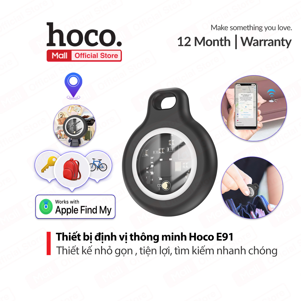 Thiết bị định vị thông minh Hoco E91, thiết kế nhỏ gọn , tiện lợi, tìm kiếm định vị nhanh chóng