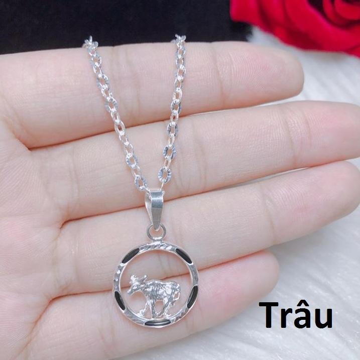 Mặt dây chuyền bạc hình Con trâu (không dây)