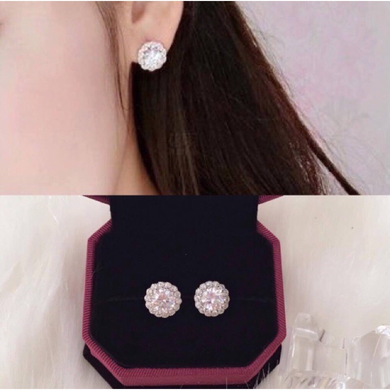 Bông tai nữ hột xoàn gắn đá siêu sáng