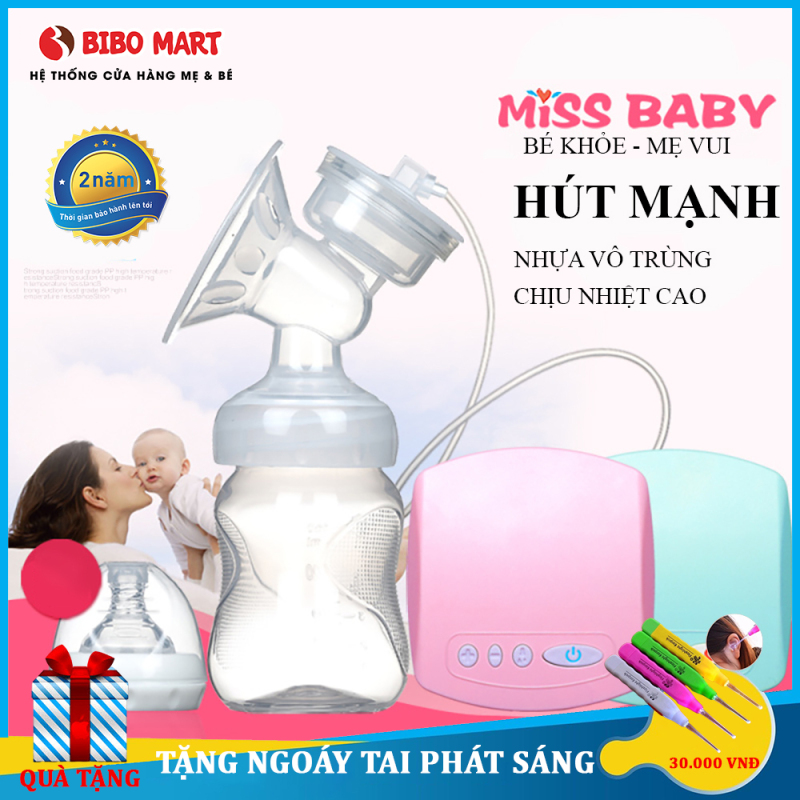 Máy hút sữa điện đơn Miss Baby thiết kế thông minh tiện dụng, có chế độ massage kích sữa điều chỉnh 9 mức độ, tháo lắp dễ dàng, chất liệu nhựa PP an toàn tuyệt đối với trẻ Bảo hành 2 năm lỗi đổi mới trong 7 ngày