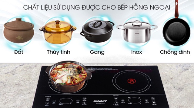 Bếp hồng ngoại đôi Sanaky SNK-201HGW( Hàng mẫu trưng bày bảo hành chính hãng 1 năm)