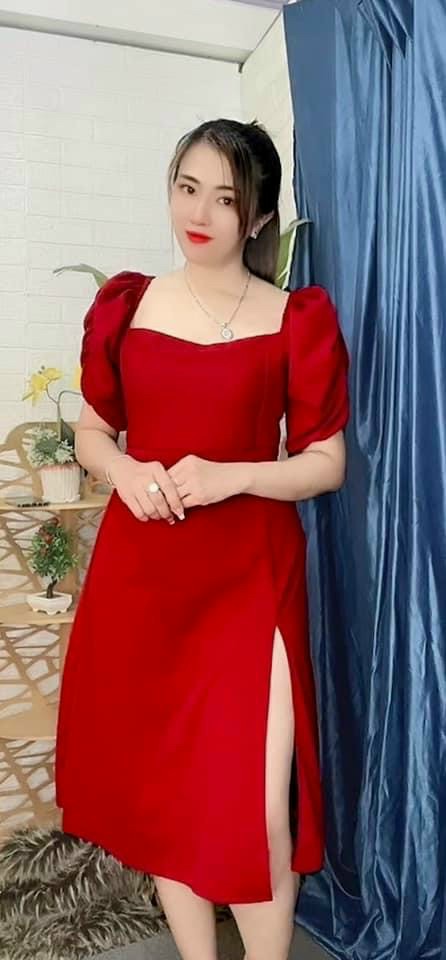 ĐẦM MAXI CỔ VUÔNG XẺ TÀ TAY PHỒNG BIG SIZE