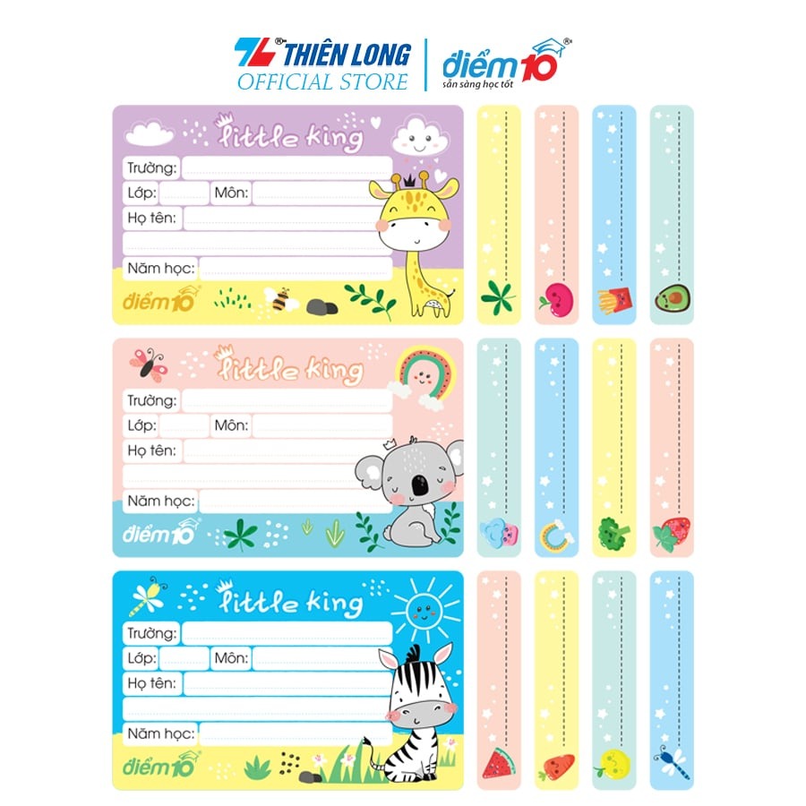 Nhãn vở Decal Thiên Long TP-NBL005 (Túi 12 nhãn vở, 48 nhãn tên)