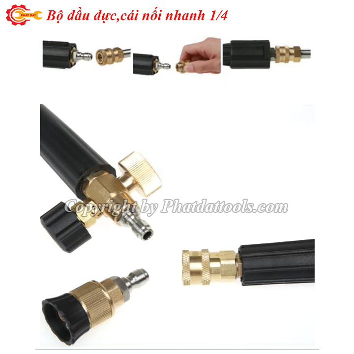 Bộ đầu đực-cái nối nhanh 1/4 ren 14mm