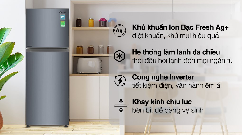 [TRẢ GÓP 0%] Tủ Lạnh Casper Inverter 238 Lít RT-250VD  (Giá áp dụng giao tại HN, HCM& các tỉnh liên hệ shop)