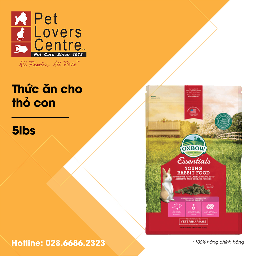 [2.25kg][xuất xứ Mỹ] Thức ăn cho thỏ con OXBOW  ESSENTIAL YOUNG RABBIT FOOD (ALFALFA)