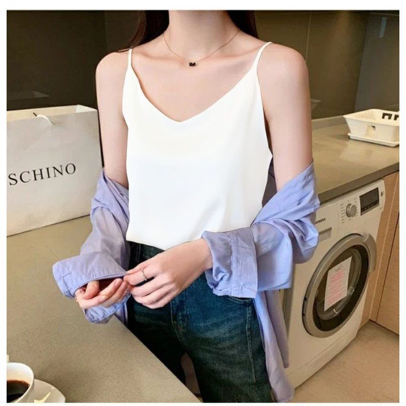 Áo 2 Dây nữ Lụa Hàn cao cấp MADELA, Áo hai dây lụa Vintage