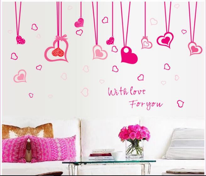 [HCM]Decal trang trí rèm dây Trái Tim Hồng