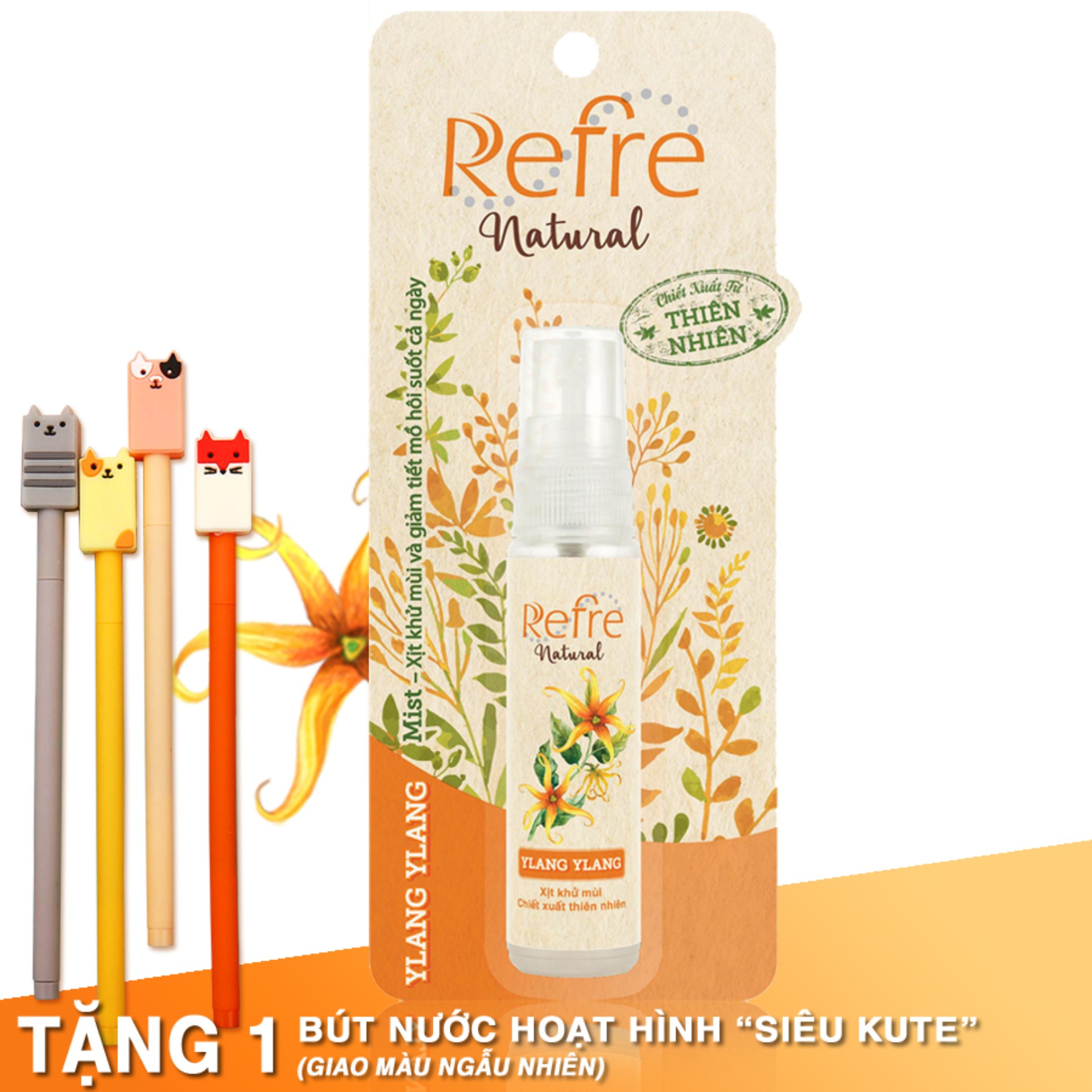 [Hcm]Xịt Khử Mùi Refre Natural Ylang Ylang (Hương Ngọc Lan Tây Ngọt Dịu) 30Ml