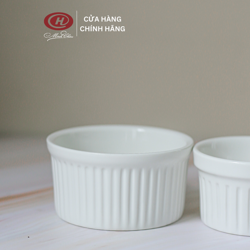 Khay Nướng Bánh Ramekin Sứ Trắng Trơn