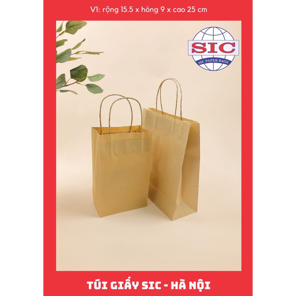 [SET 100 CHIẾC] TÚI GIẤY V1-15,5x9x25 cm CÓ QUAI