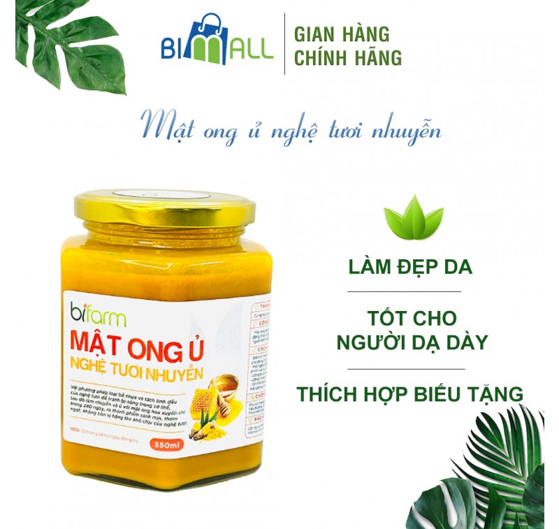 Mật ong ủ nghệ tươi nhuyễn_Hũ 280ml_Hũ 550ml