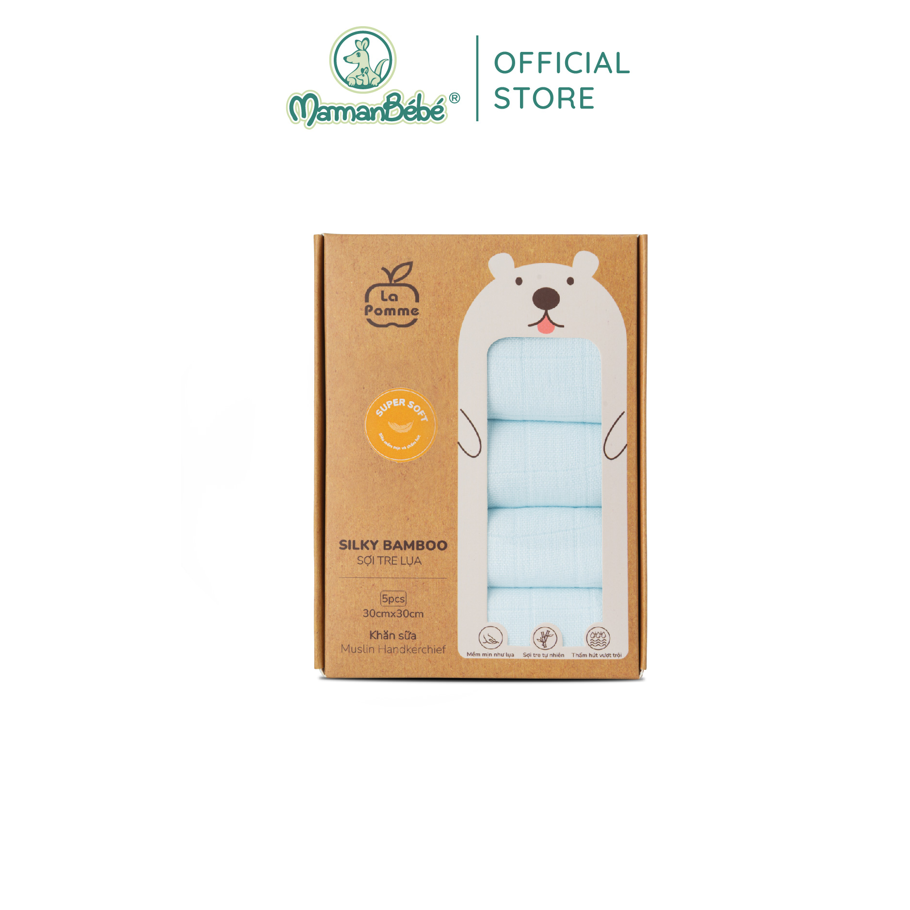 K001 set 5 khăn sữa sợi tre lụa la pomme