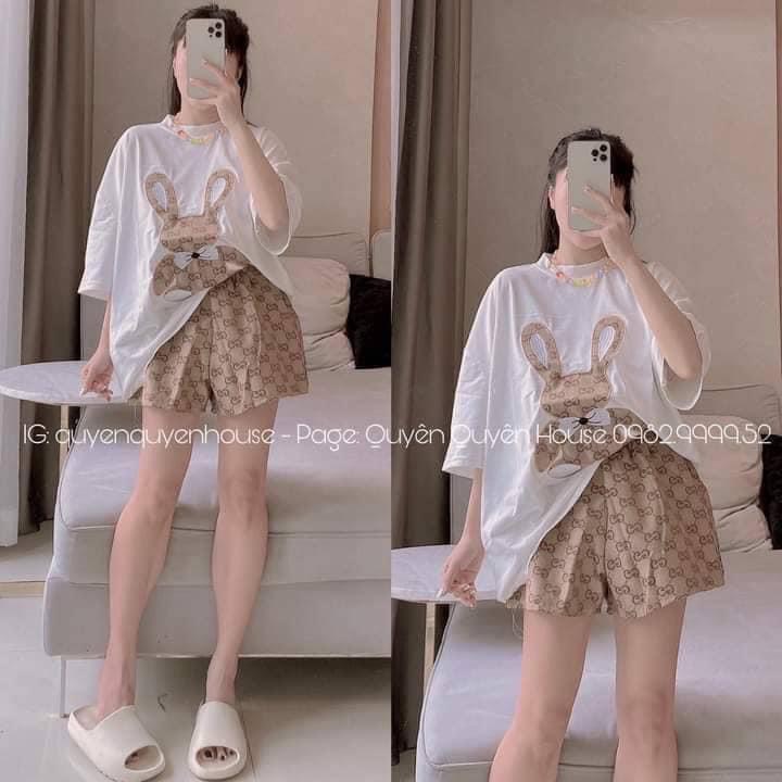 Set Bộ Đồ Nữ Áo Thun GC + Quần GC Đùi