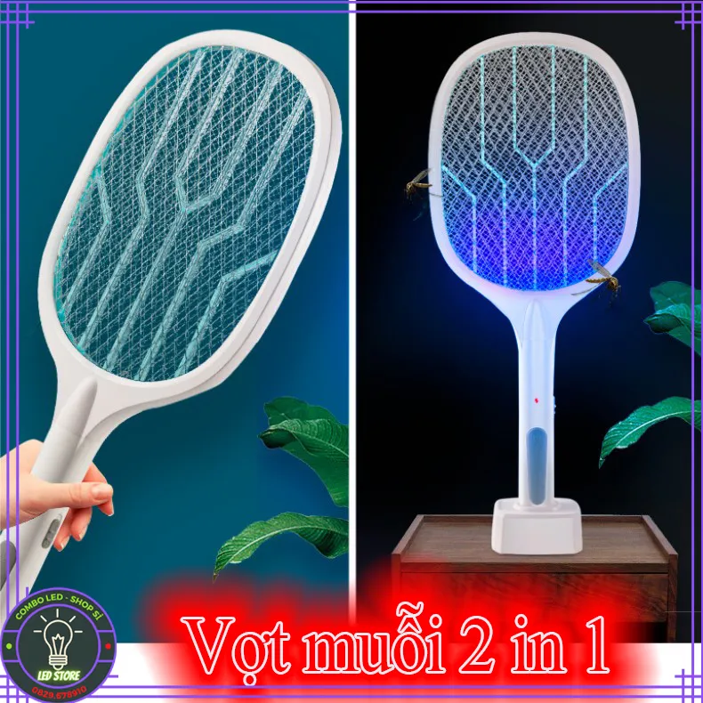 Vợt muỗi đa năng 3000V có lớp chống giật - vợt muỗi thông minh mặt vợt lớn lên tới 25cm (sử dụng như đèn ngủ bắt muỗi)