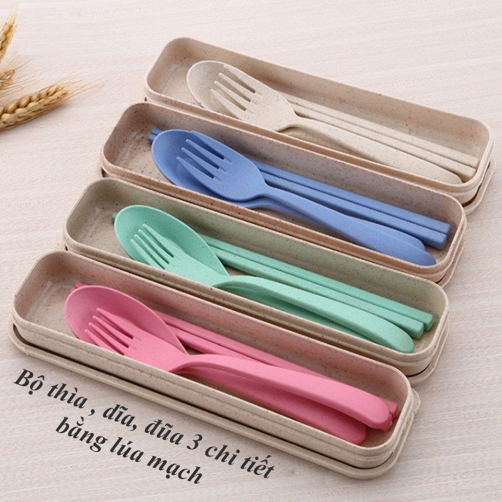 Bộ Thìa,Dĩa,Đũa,Muỗng Cá Nhân Bằng Lúa Mạch Không Hộp